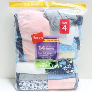 Hanes Girls 14 Pack Size 4 Tagless Briefs